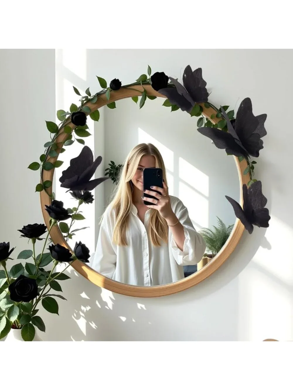 3D Black Butterfly Party Decorations - 4 Pcs Crepe Paper Hanging Decor for